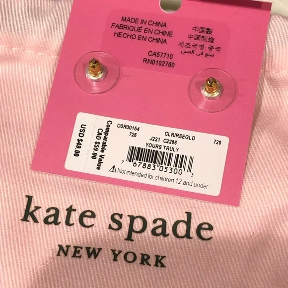 ♠️NWT♠️ Kate Spade New York Yours Truly Rose Gold Heart Stud Earrings - Picture 4 of 10